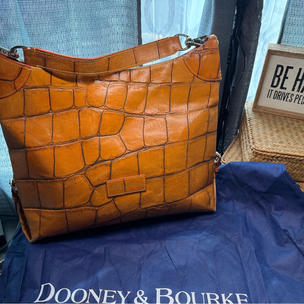 Dooney & Bourke Brown Croc-Embossed Shoulder Bag